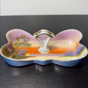 Noritake Vintage Ceramic Butterfly Dish Hand Painted Made in Japan